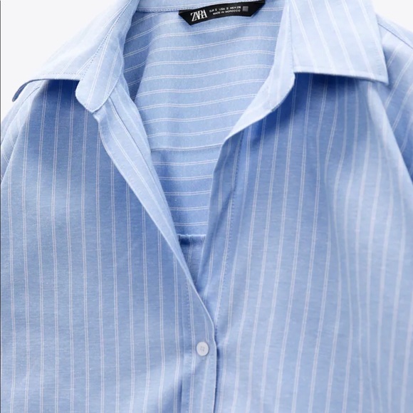 NWT ZARA LAPEL COLLAR SHIRT WITH V-NECK AND LONG SLEEVES. FRONT BUTTON CLOSURE. - Picture 6 of 8